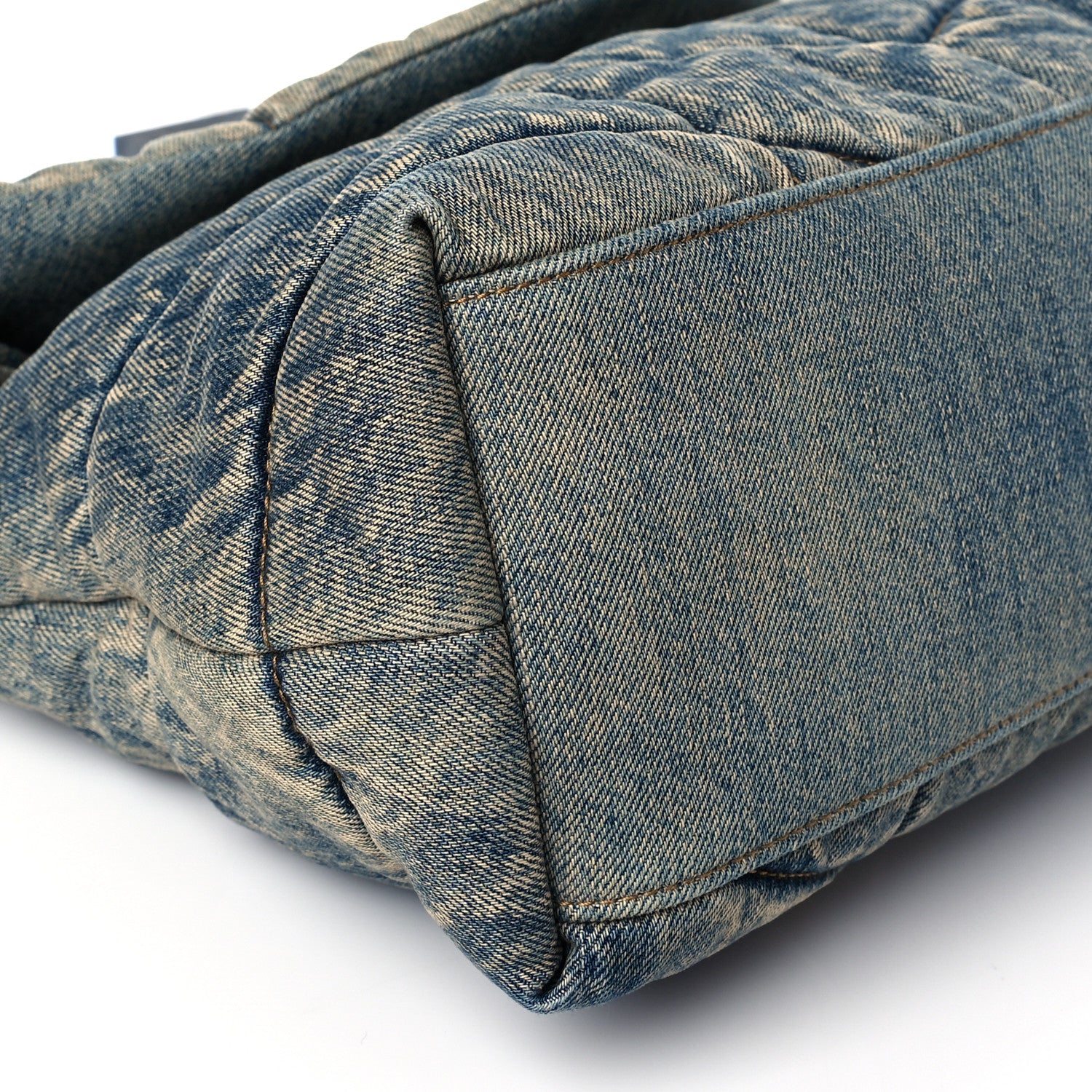 Saint Laurent Denim Quilted Medium Loulou Puffer Monogram Chain Satchel Blue Black 9 of 10