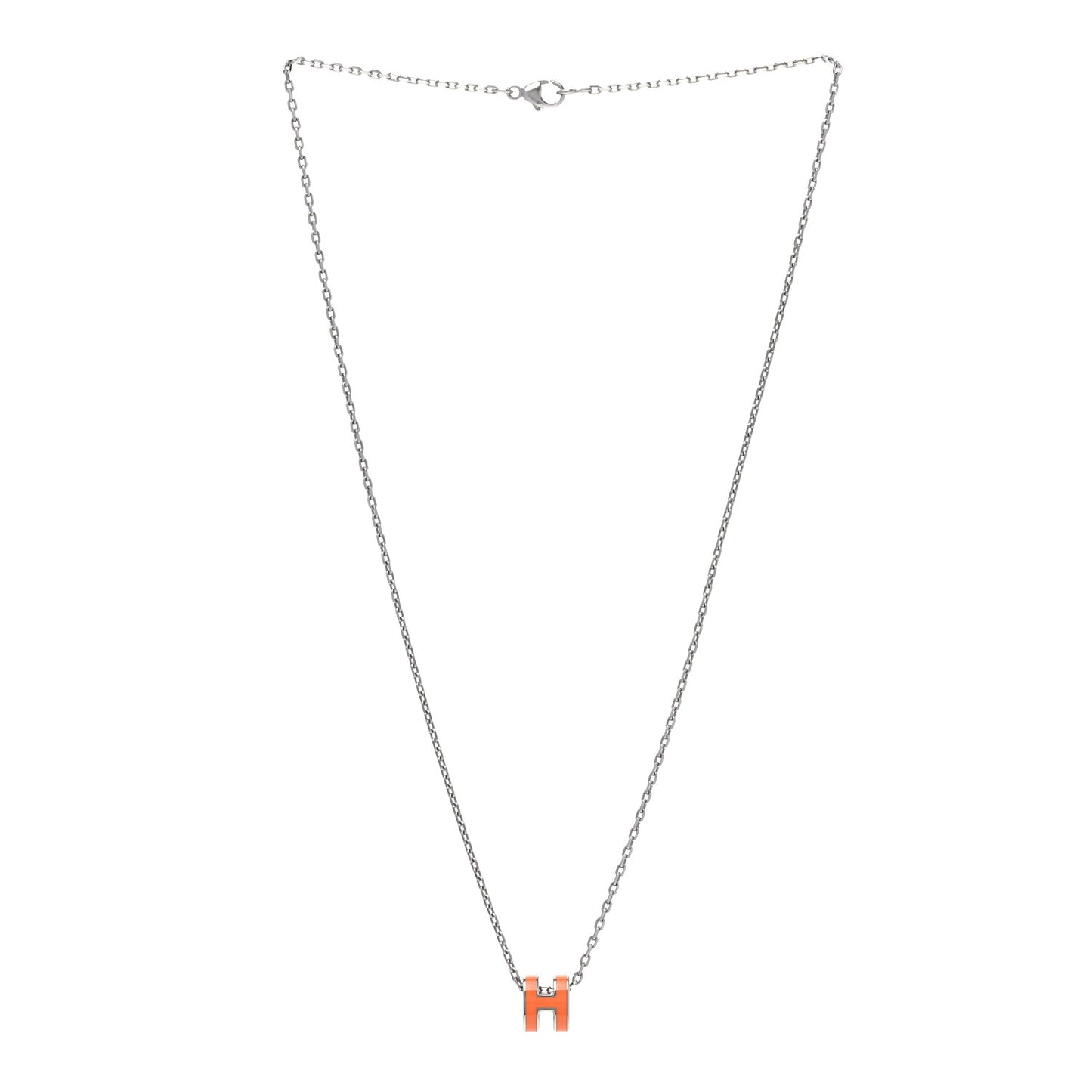 Lacquered Palladium Mini Pop H Pendant Necklace Orange