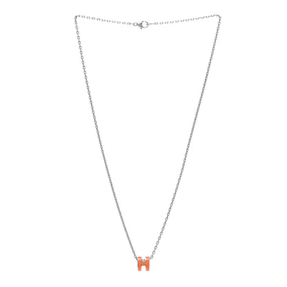 Hermes Lacquered Palladium Mini Pop H Pendant Necklace Orange 3 of 8