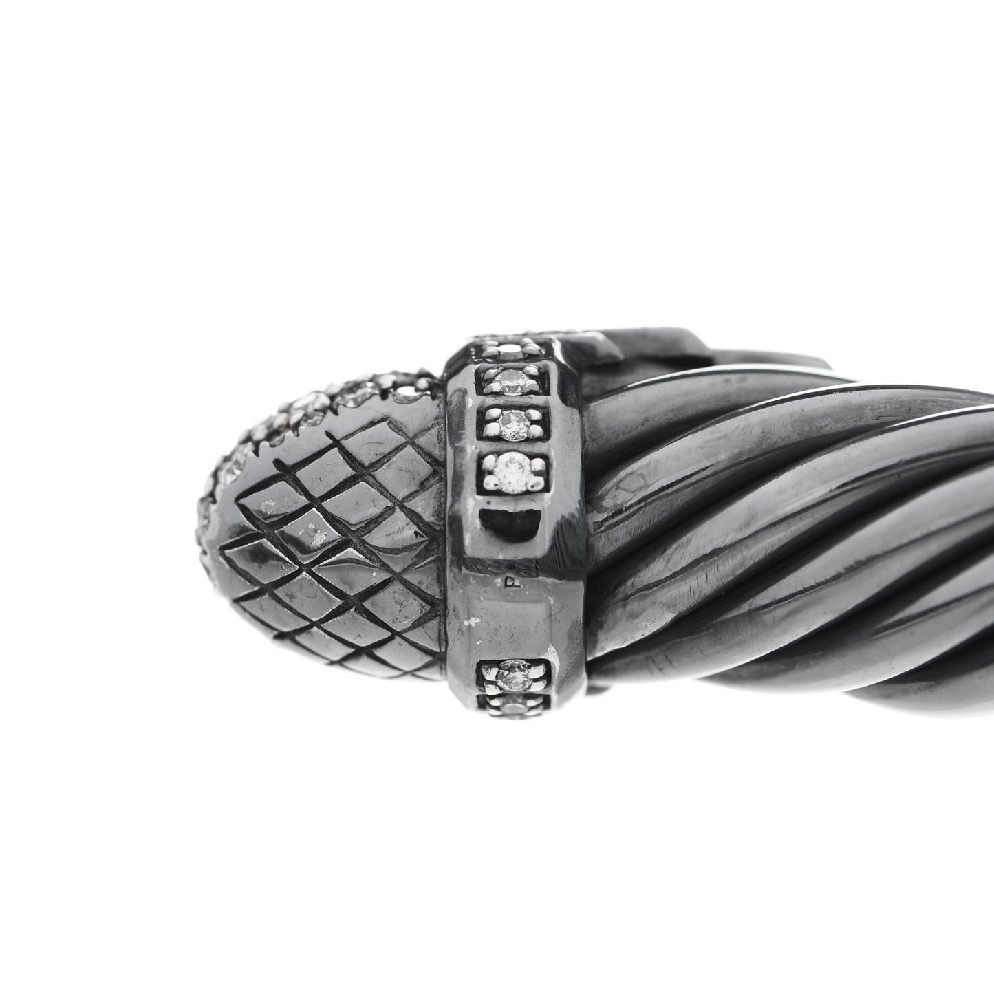 Blackened Sterling Silver Diamond Empire Cable Bracelet