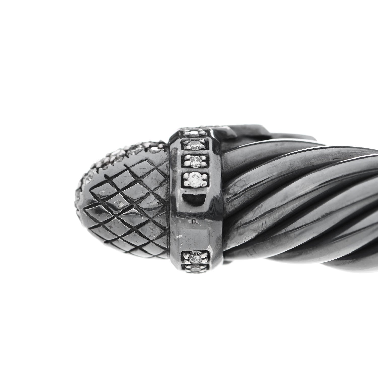 David Yurman Blackened Sterling Silver Diamond Empire Cable Bracelet 4 of 6