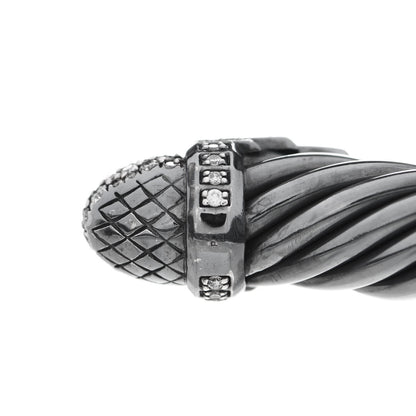 David Yurman Blackened Sterling Silver Diamond Empire Cable Bracelet 4 of 6
