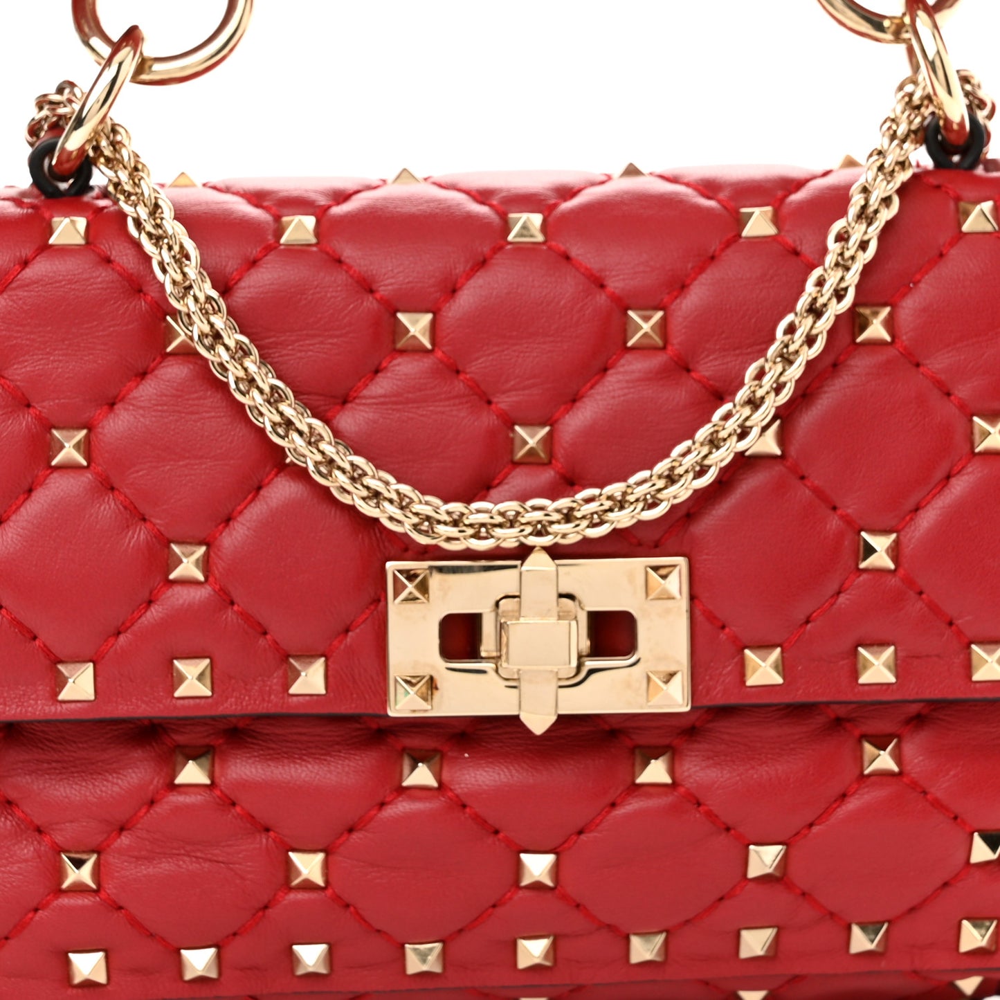 Nappa Small Rockstud Spike Shoulder Bag Rosso Valentino