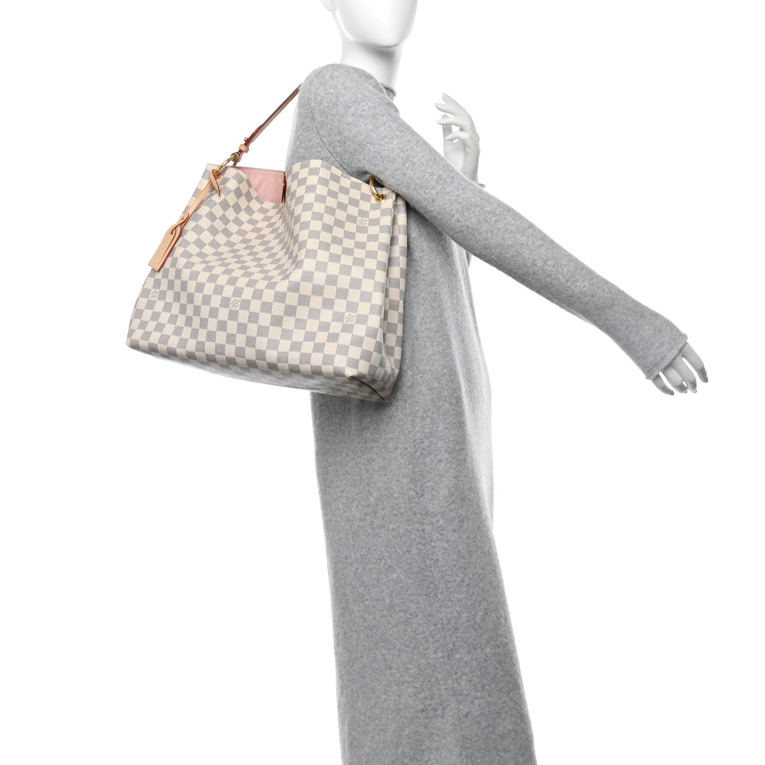 Louis Vuitton Damier Azur Graceful MM Rose Ballerine 2 of 9