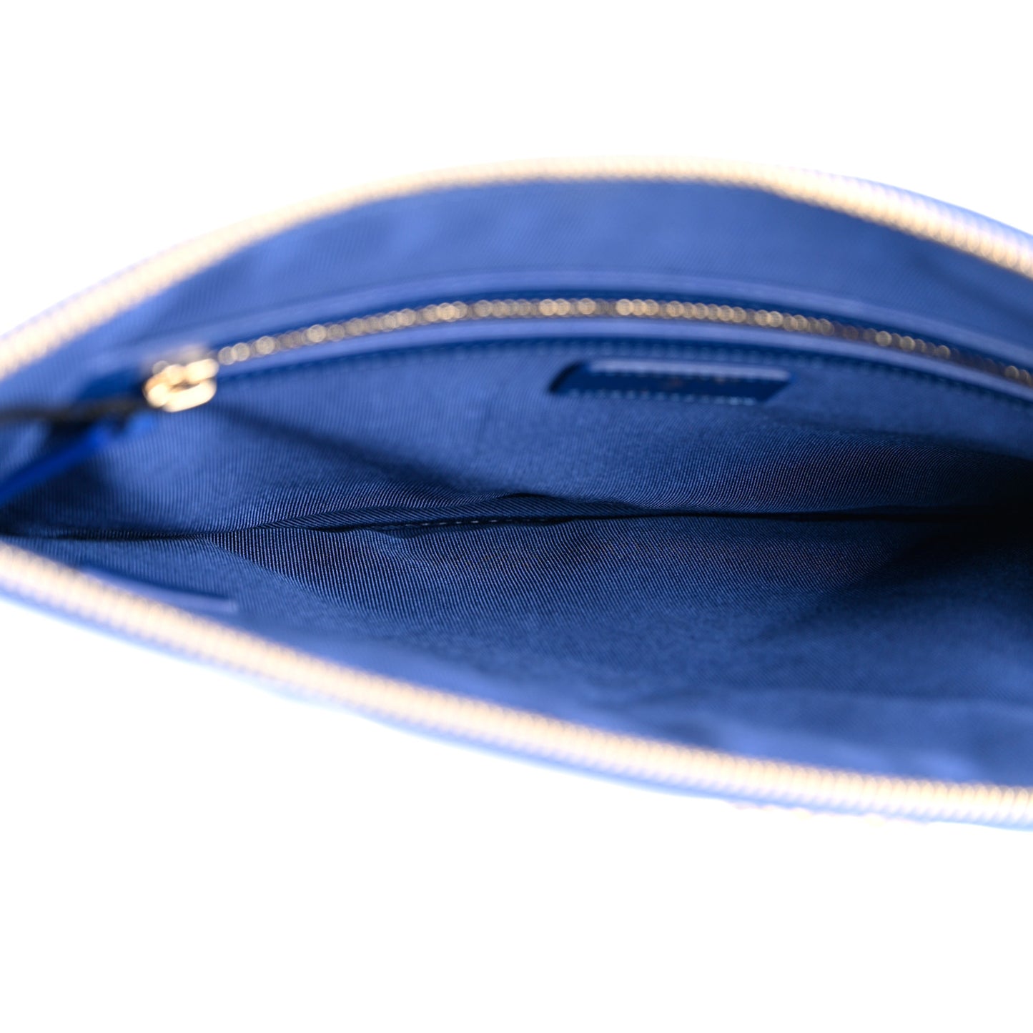 Goatskin Quilted Large Chanel 19 Pouch Dark Blue