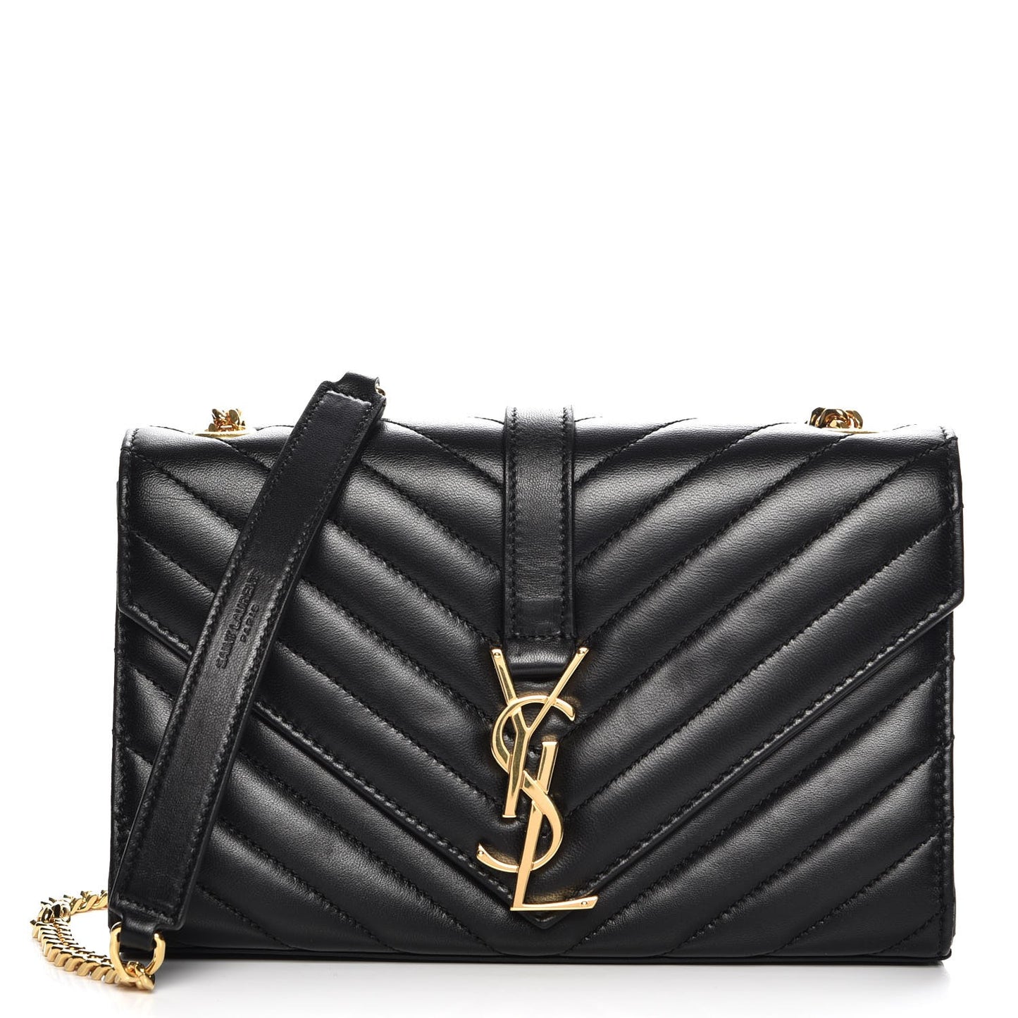 Lambskin Matelasse Chevron Small Monogram Satchel Black