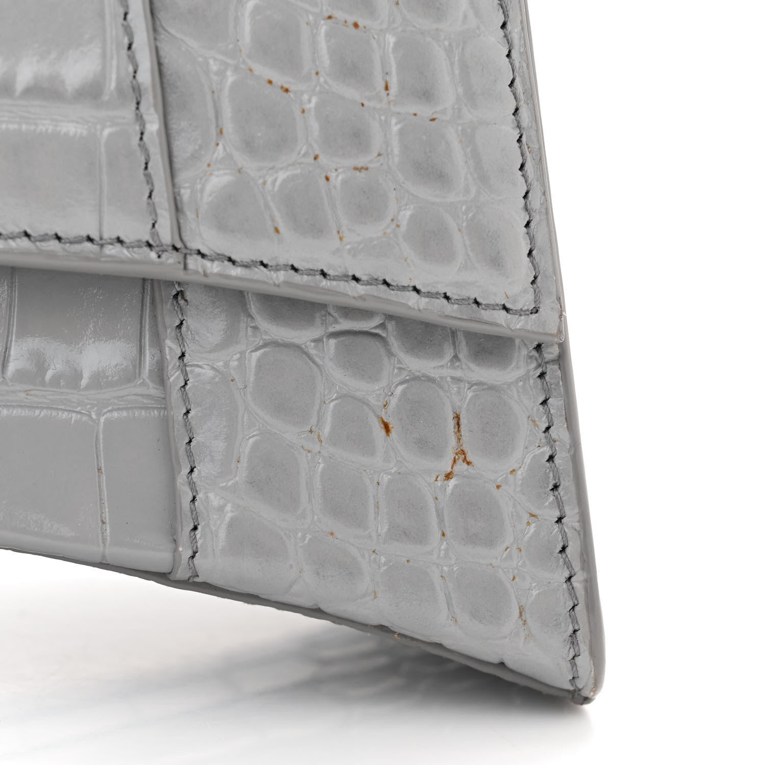 Balenciaga Shiny Calfskin Crocodile Embossed Small Hourglass Top Handle Bag Steel Grey 13 of 14