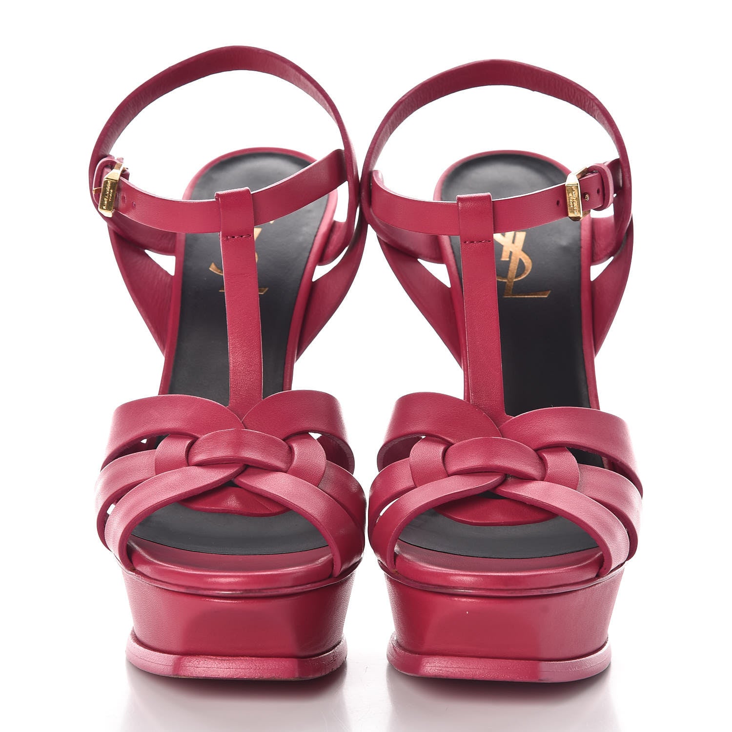Saint Laurent Calfskin Tribute 105 Platform Sandals 37 Fuchsia 2 of 8