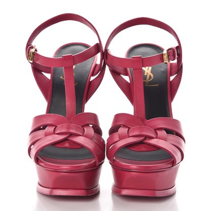 Saint Laurent Calfskin Tribute 105 Platform Sandals 37 Fuchsia 2 of 8