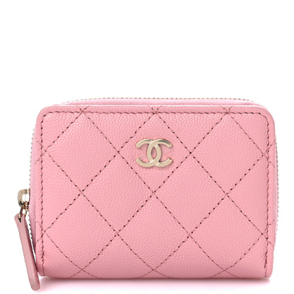 Chanel Caviar Quilted Compact Zipped Wallet Pink 1 of 9