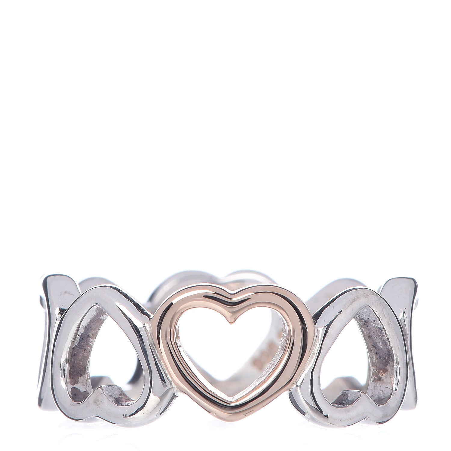 Tiffany Sterling Silver 18K Rose Gold Hearts Eternity Band Ring 49 4.75 1 of 6