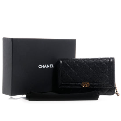 Chanel Caviar Quilted Boy Wallet On Chain WOC Black 5 of 9