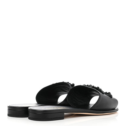 Chanel Lambskin Beaded CC Mules 39 Black 4 of 9