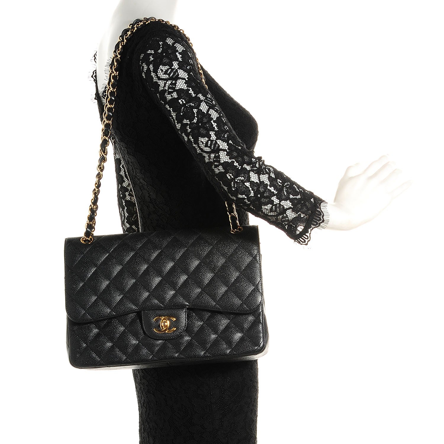 Chanel Caviar Quilted Jumbo Double Flap Black 2 of 8