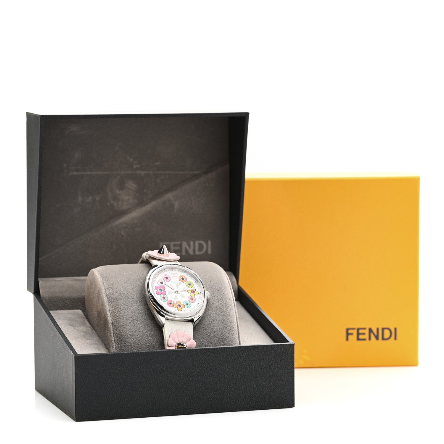 Fendi Stainless Steel Calfskin 34mm Momento Flower Quartz Watch 5 of 5