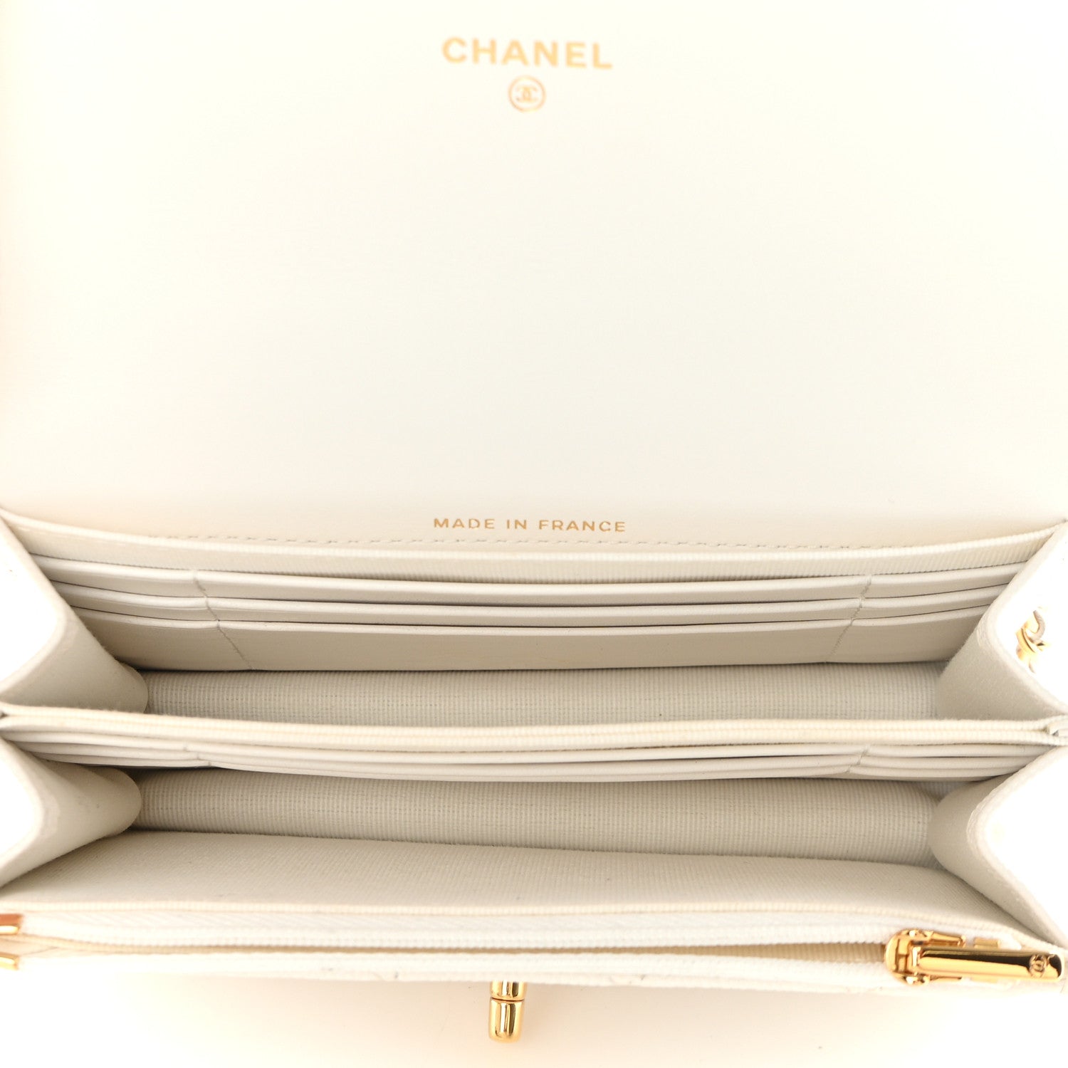 Chanel Shiny Caviar Quilted Flap Charm Small Wallet On Chain WOC White 5 of 15