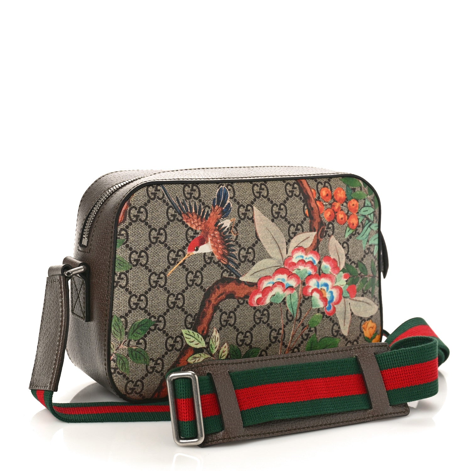 Gucci GG Supreme Monogram Tian Web Camera Bag Beige Multicolor Brown 2 of 10