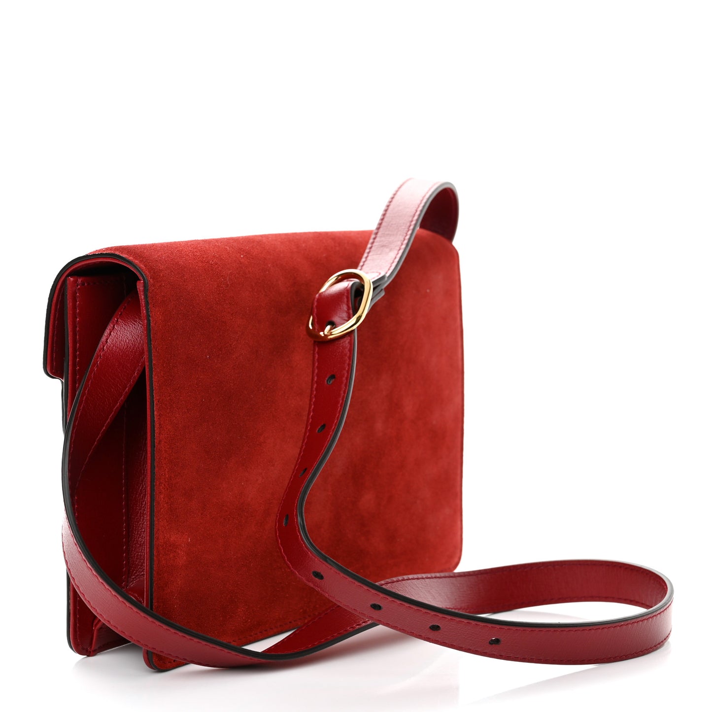 Suede Small Torchon GG Ring Shoulder Bag New Cherry Red
