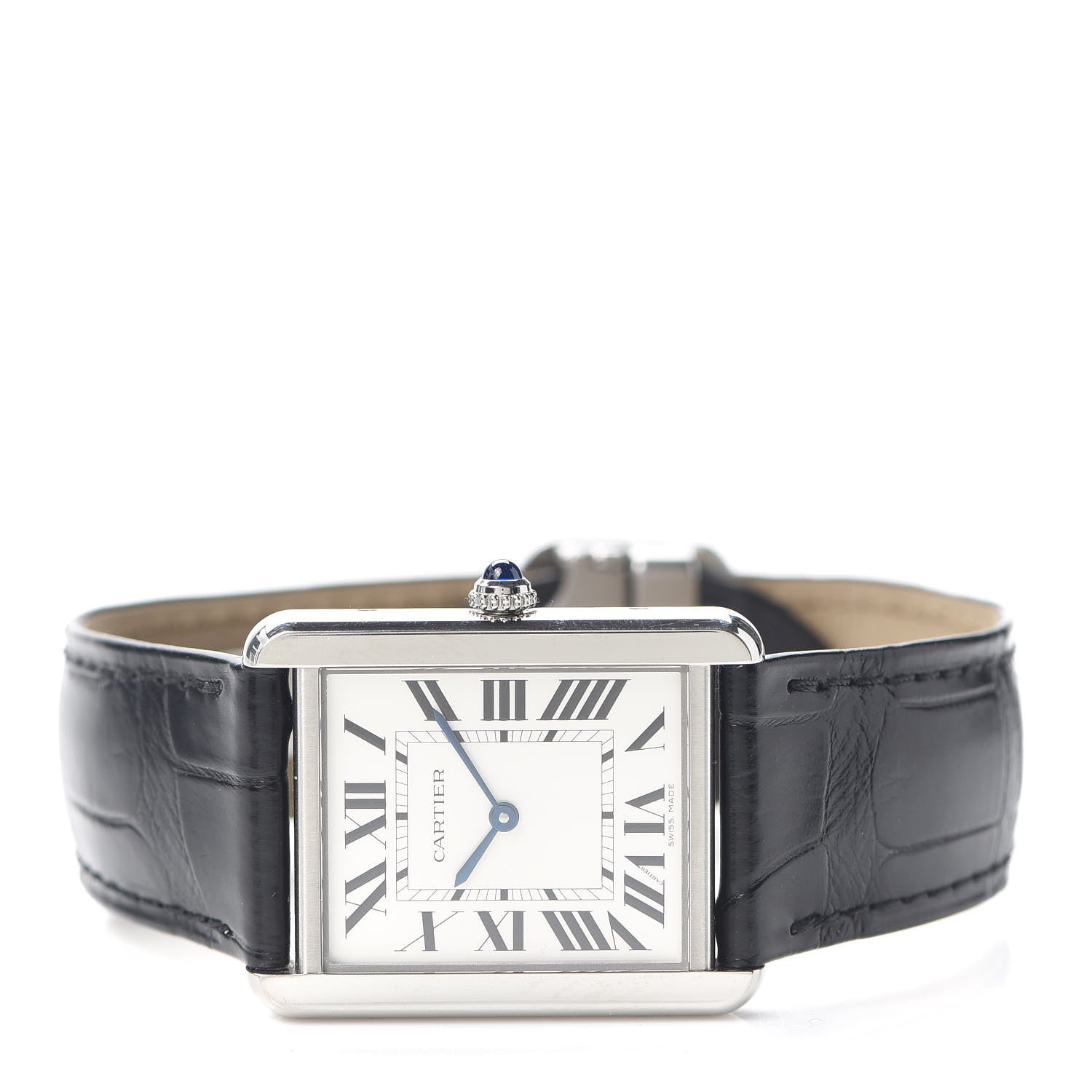 Cartier Stainless Steel Alligator 27mm Tank Solo Quartz Watch 2 of 6