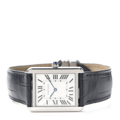 Cartier Stainless Steel Alligator 27mm Tank Solo Quartz Watch 2 of 6