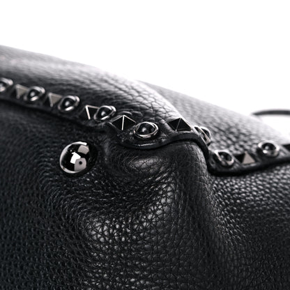 Valentino Garavani Grained Calfskin Onyx Medium Rockstud Rolling Tote Black 10 of 14