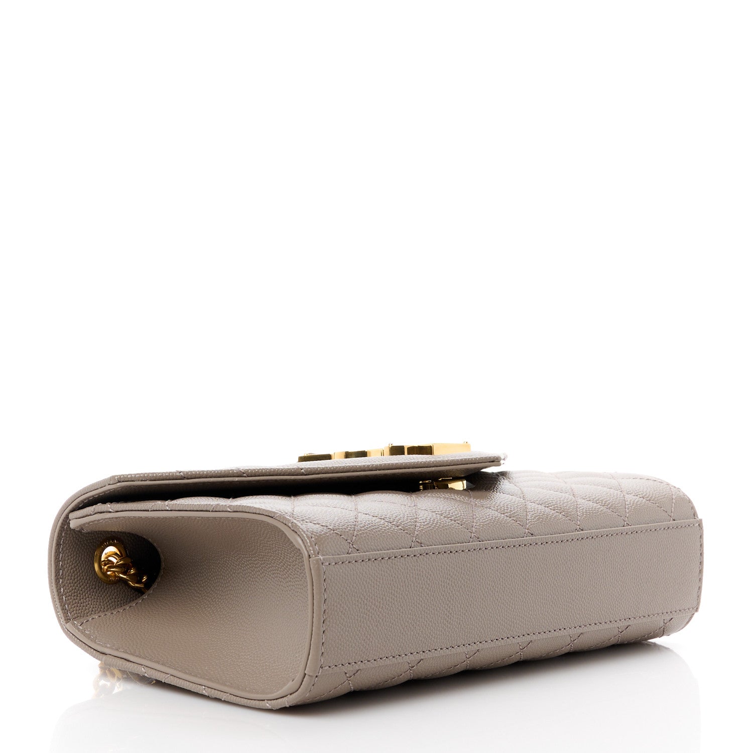 Saint Laurent Grain De Poudre Textured Mixed Matelasse Triquilt Small Monogram Satchel Greyish Brown 4 of 12