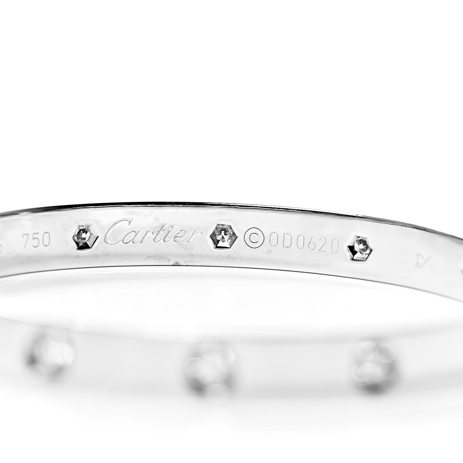 Cartier 18K White Gold 10 Diamond LOVE Bracelet 16 5 of 6