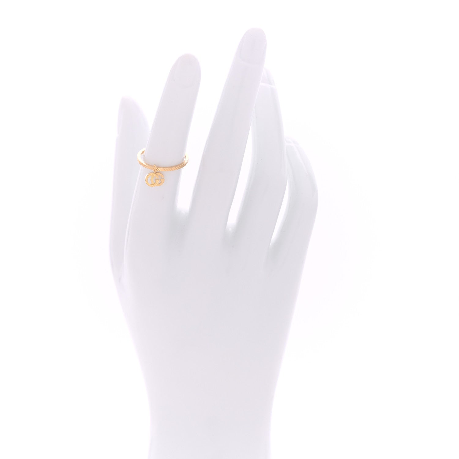 Gucci 18K Yellow Gold GG Running Charm Ring 49 4.75 2 of 5
