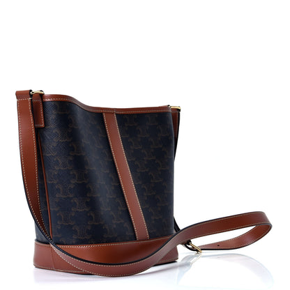 Celine Triomphe Canvas Calfskin Small Bucket Bag Tan 2 of 4