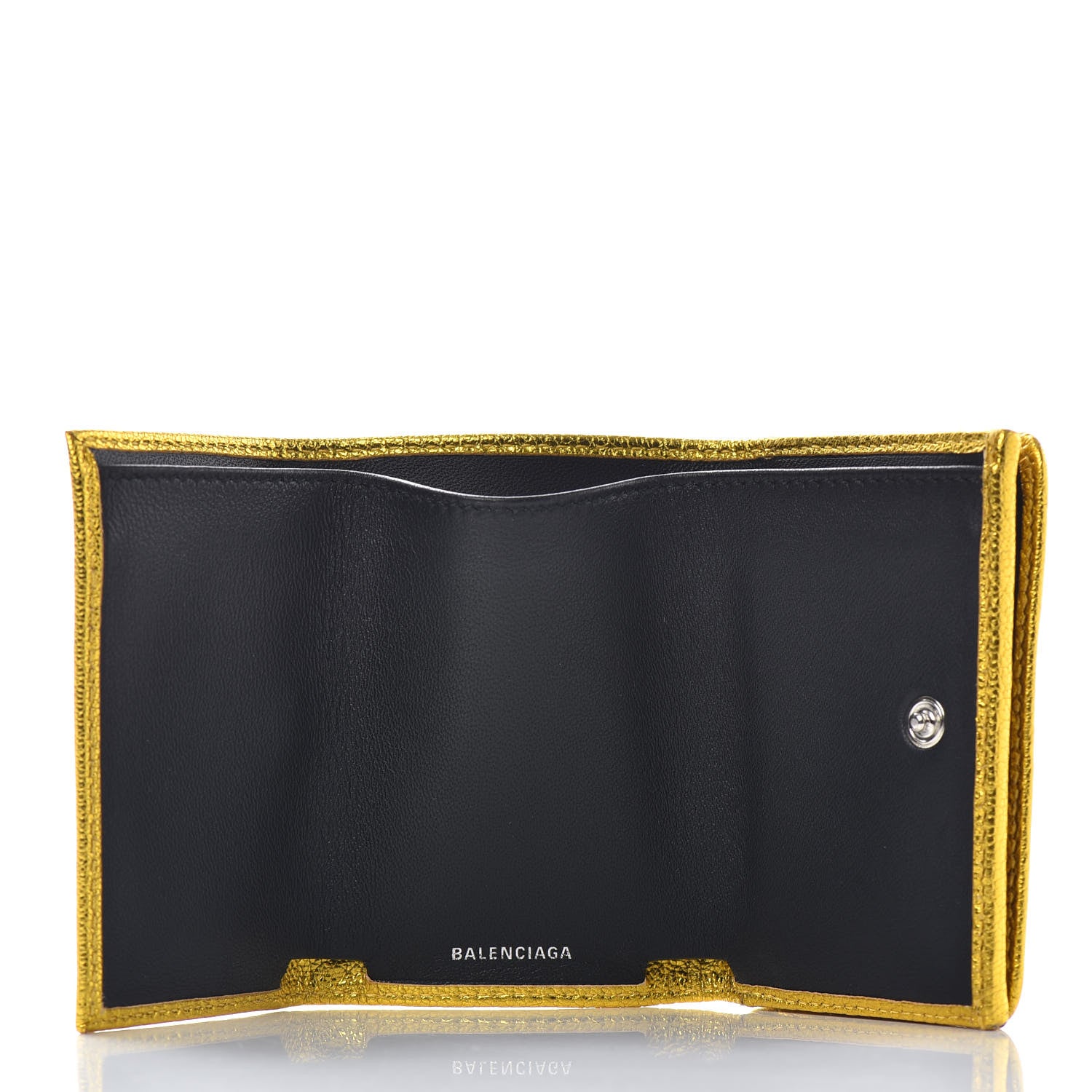 Balenciaga Metallic Goatskin Logo Mini Everyday Wallet Oro Black 5 of 6