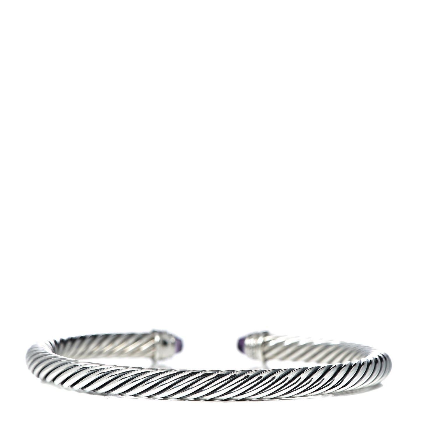 Sterling Silver Diamond Amethyst 5mm Cable Classics Bracelet