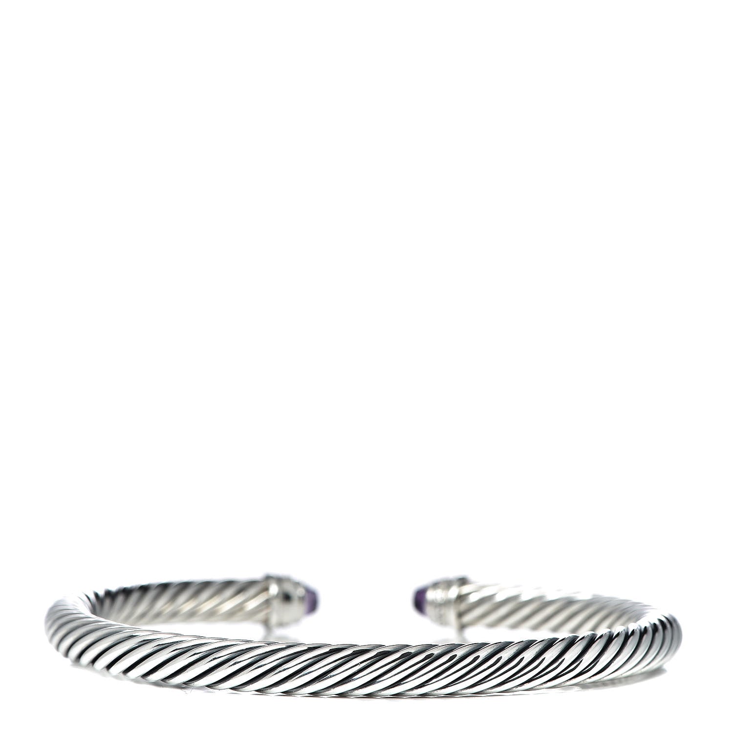 David Yurman Sterling Silver Diamond Amethyst 5mm Cable Classics Bracelet 3 of 4
