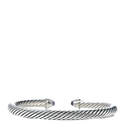 David Yurman Sterling Silver Diamond Amethyst 5mm Cable Classics Bracelet 3 of 4