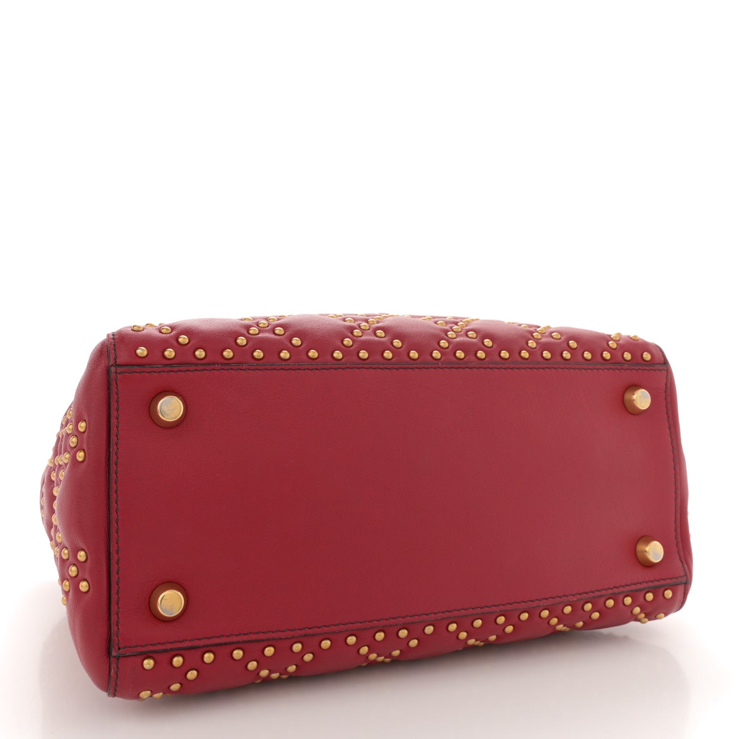 Calfskin Cannage Studded Medium Supple Lady Dior Red