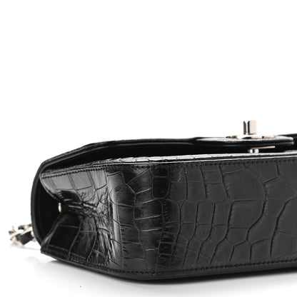 Chanel Calfskin Crocodile Embossed Cocodile Rectangular Mini Flap Black 7 of 8