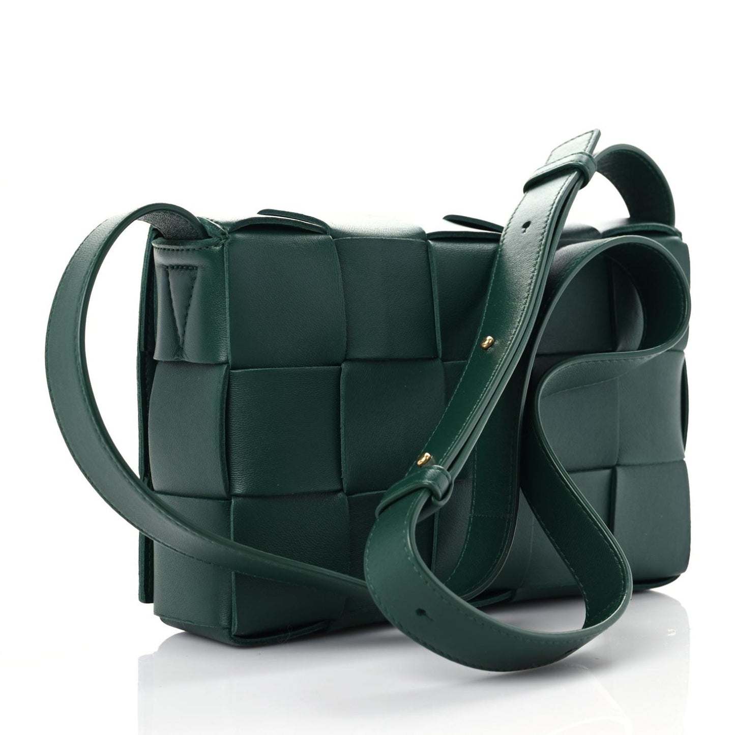 Lambskin Maxi Intrecciato Cassette Crossbody Bag Raintree Green