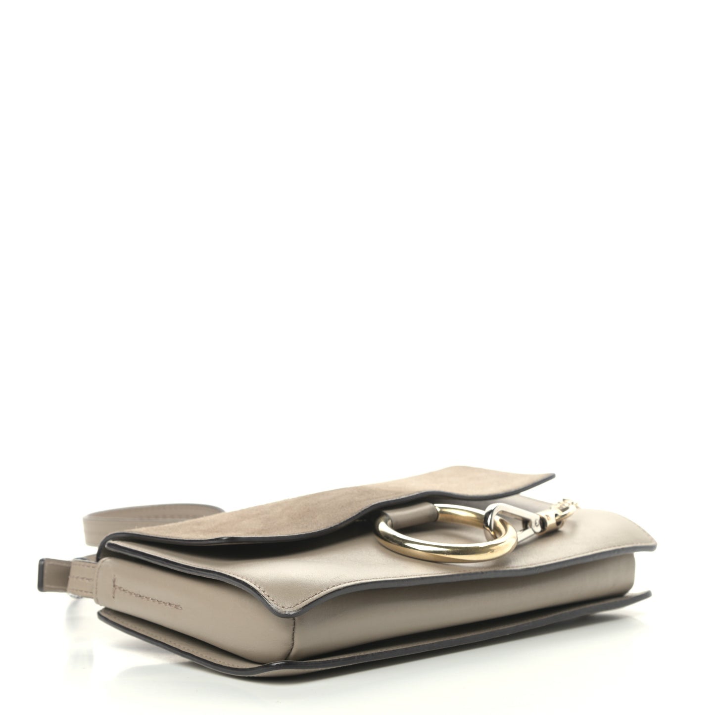 Suede Calfskin Small Faye Shoulder Bag Motty Grey