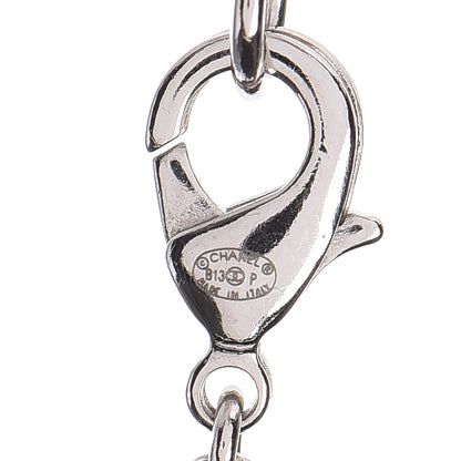 Chanel Pearl Baguette CC Long Necklace Silver 4 of 8