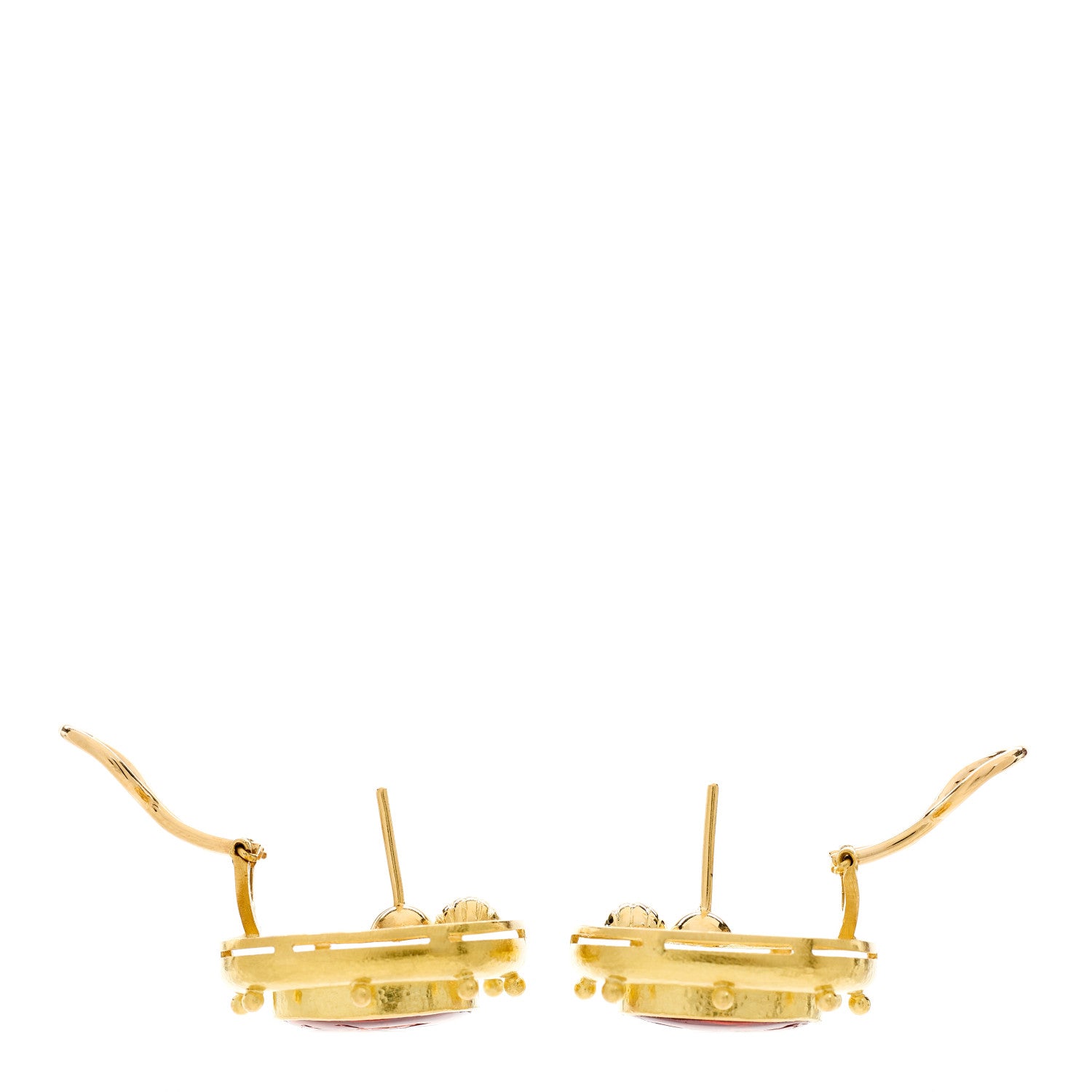 Elizabeth Locke 18K Yellow Gold Venetian Glass Intaglio Clip Earrings Orange 3 of 4