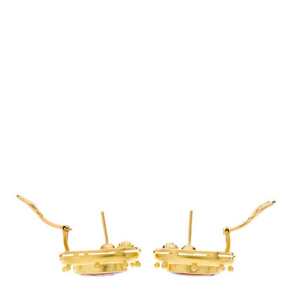 Elizabeth Locke 18K Yellow Gold Venetian Glass Intaglio Clip Earrings Orange 3 of 4