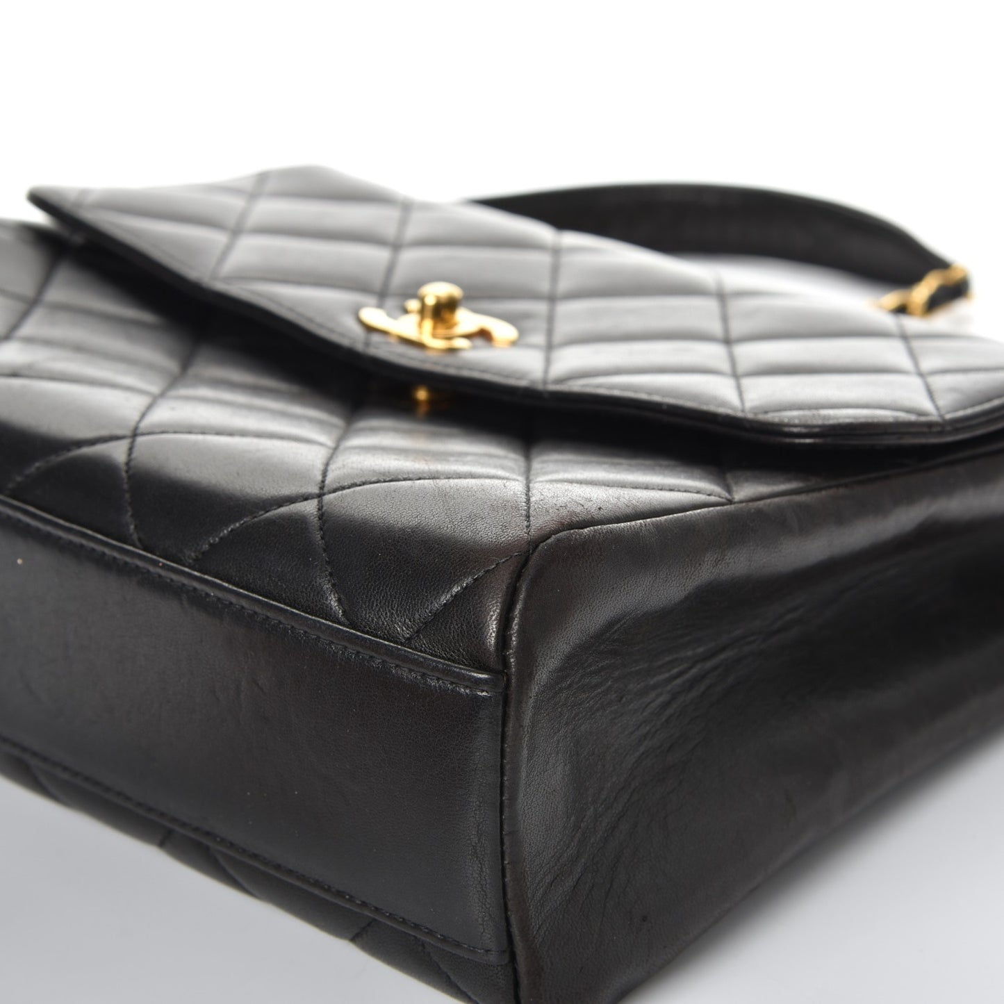 Lambskin Quilted Shoulder Flap Black