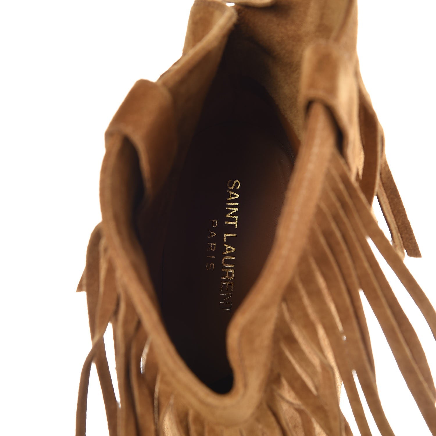 Saint Laurent Suede New Western 80 Fringe Ankle Boots 40 Light Tan 7 of 9