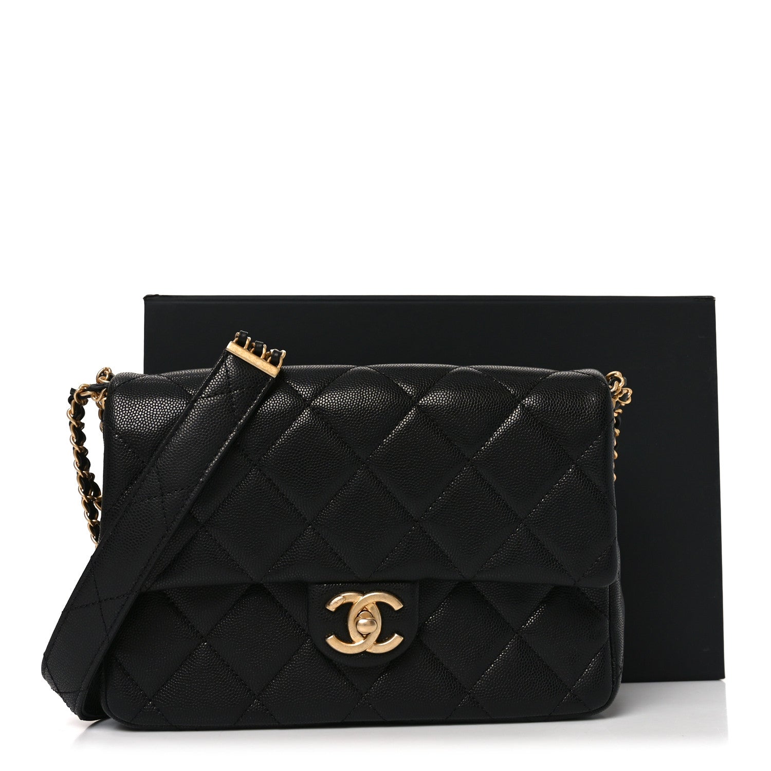 Chanel Caviar Quilted Chain Messenger Flap Bag Black 1861845