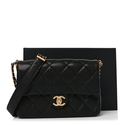 Chanel Caviar Quilted Chain Messenger Flap Bag Black 11 of 11