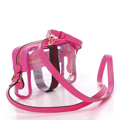 Gucci Vinyl Web Mini Ophidia Transparent Shoulder Bag Fluorescent Fuchsia 2 of 9