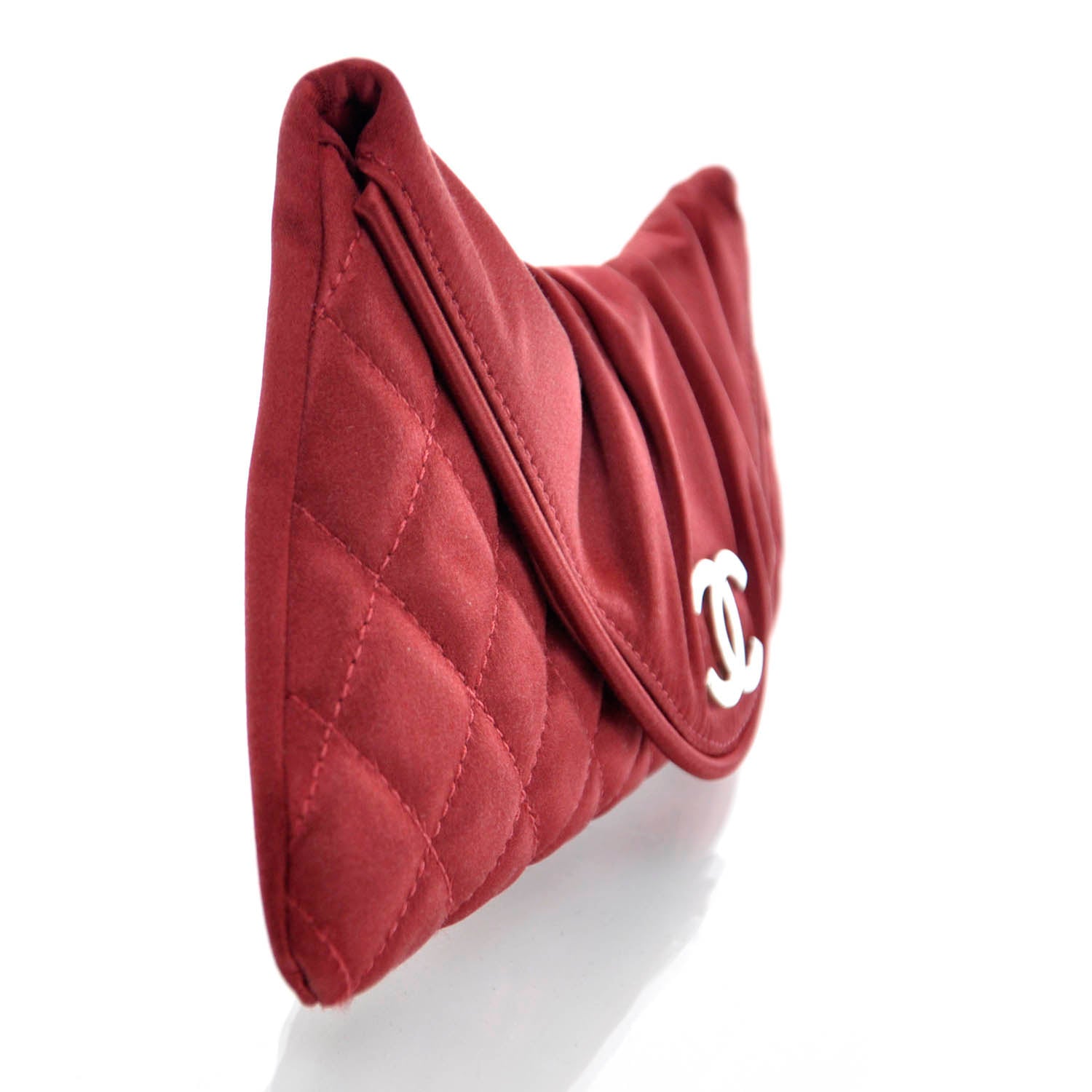Chanel Satin Flap Clutch Red 3 of 11