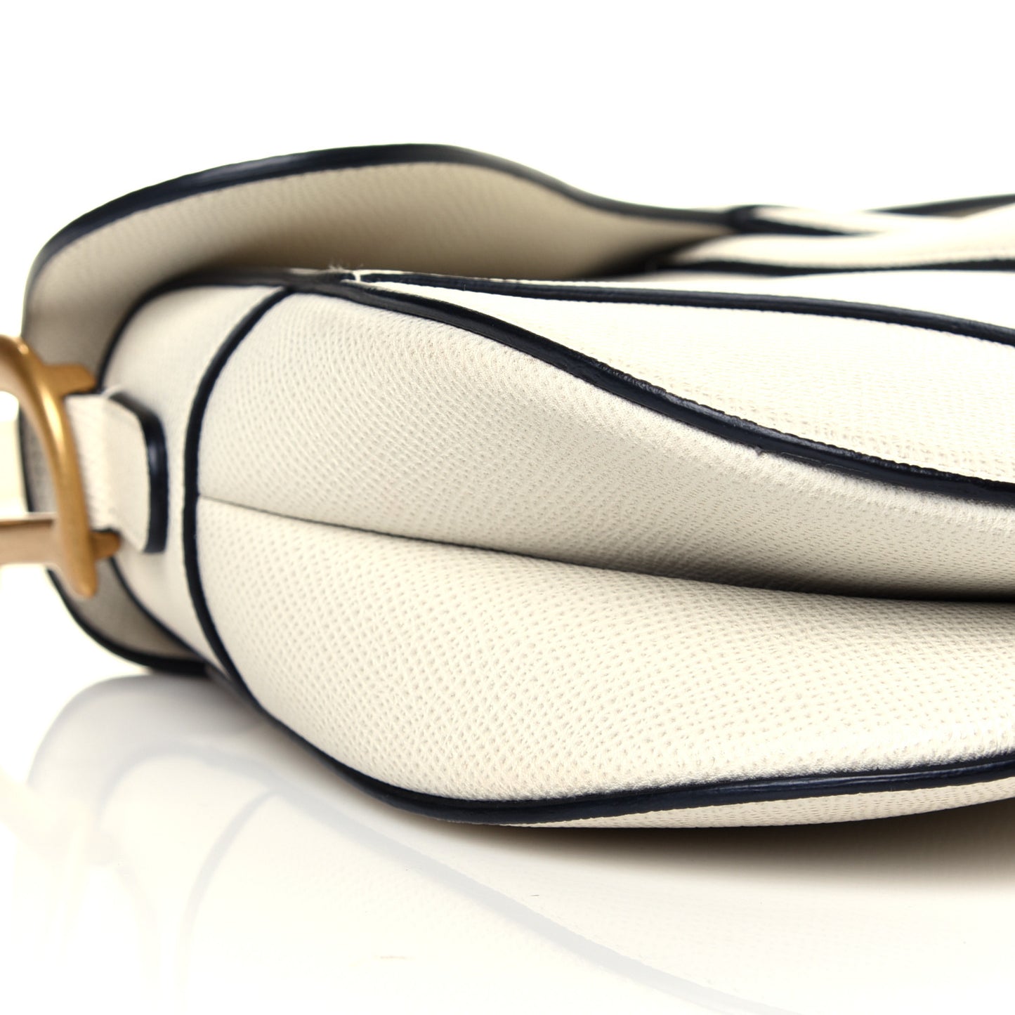 Grained Calfskin Saddle Bag White