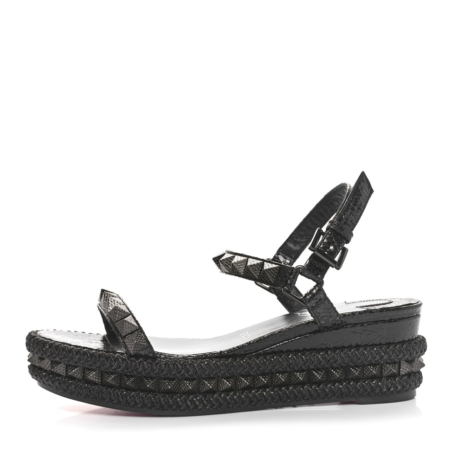 Christian Louboutin Snakeskin Pyraclou 60 Platform Sandals 38 Black 1 of 7