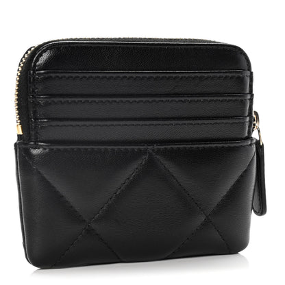 Chanel Lambskin Quilted Chanel 19 Zip Card Holder Wallet Black 3 of 9