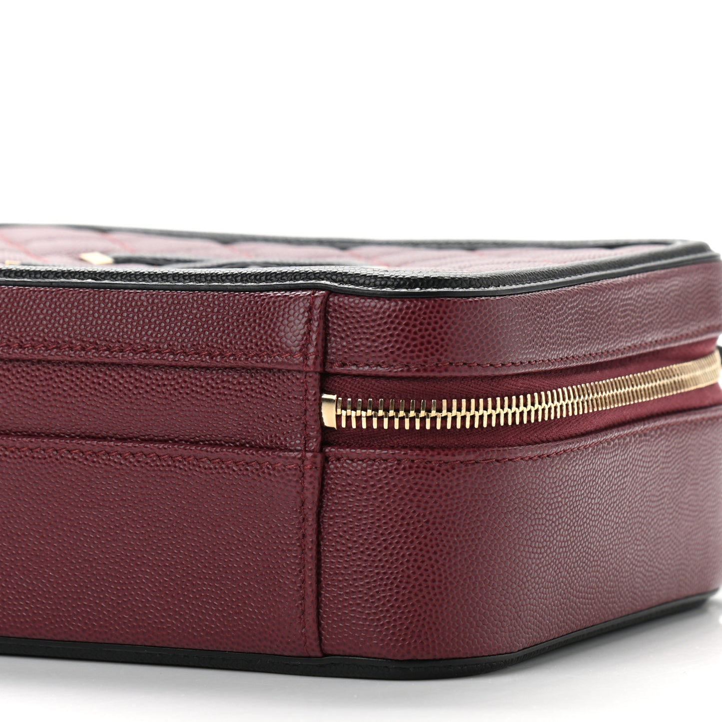 Caviar Quilted Medium CC Filigree Vanity Case Burgundy Black